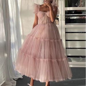 Tiered Ruffled A-Line Tulle Dress
